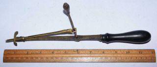 Antique Hand Crank Sewing Punch Needle Tool - Rug Hooker - Brass/wood/steel