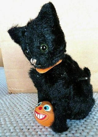 Vintage Halloween Mechanical Black Cat Toy Rare.  N.  O.  S.  Germany