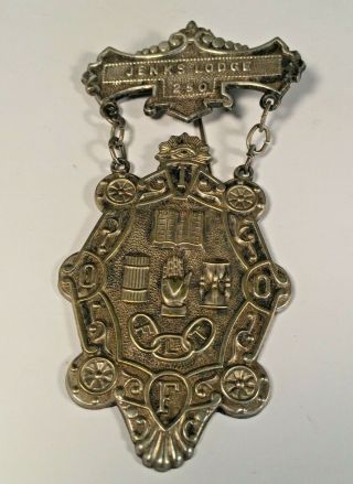Antique International Order Of Odd Fellows Jenks Lodge No.  250 Flt Badge Medal