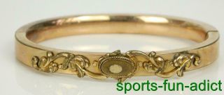 Victorian S.  O.  Bigney & Co Gold Fill Hinged Bangle 6.  75 " Bracelet Antique