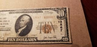 $10 1929 FIRST NB IN PARKTON MD CH 13867 Serial 7 RARE BANK 10 REPORTED 3