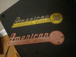 Vintage Cast Aluminum Emblems - " American 38 " - Vehicle,  Tractor.  Implement