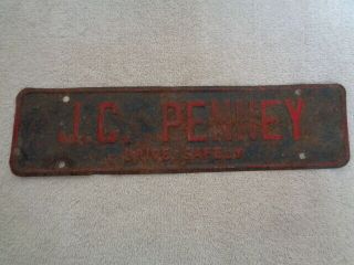 Rare Vintage J.  C.  Penny Department Store Drive Safely License Plate Tag Topper 3