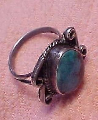 Antique/old Pawn Navajo Sterling Silver And Turquoise Ring.  Size 7 1/4