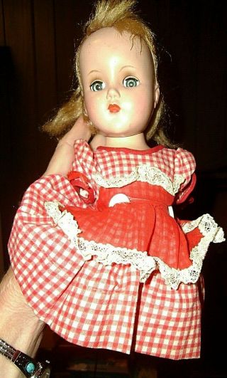 14 - In Hard Plastic Doll,  Vintage 1950s,  R & B Nanette,  Needs Restringing