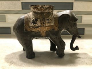 Antique Cast Iron Still Penny Bank - Elephant With Howdah By A.  C.  Williams