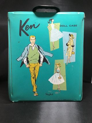 Vintage 1961 Ken Barbie Doll Case W/ Clothes (green)