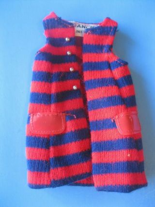 Vintage Barbie Doll Francie Blue & Red Knit Vest Striped Types 1243 Clothes