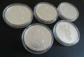 Rare Set 2011 - 2015 Archangel Michael Ukraine Investment Coins 999.  9 Silver Oz