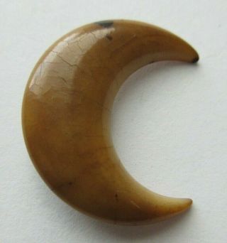 Fabulous Antique Vtg Carved Vegetable Ivory Button Realistic Crescent Moon (p)