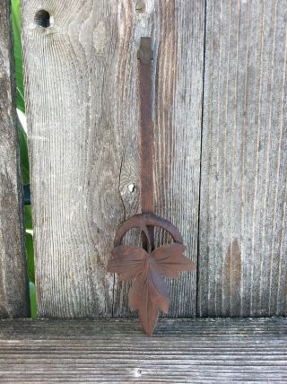 Antique German Black Forest Long Cuckoo Clock Pendulum,  Leaf Design.