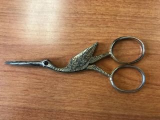 Antique Vintage Figural Steel Swan Scissors,  Sewing Scissors,  4.  25”
