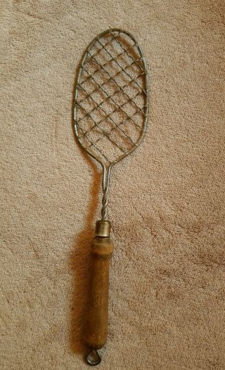 Antique Vintage Wire Whisk Spoon Wooden Handle Kitchen Tool Metal Americana