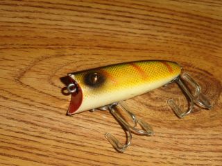 Vintage Fishing Lure Wooden Heddon Baby Lucky 13 2400 Perch Scale Circa 1940 