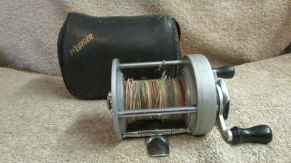 Vintage Pflueger Supreme Bait Casting Fishing Reel With Leather Case - Usa