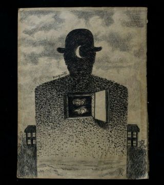 Rene Magritte Drawing On Paper,  Vintage,  Rare.