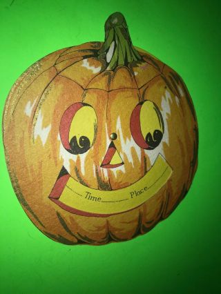 Pumpkin Vintage Halloween Invite Ultra Rare Hallmark Made In The Usa Invitation