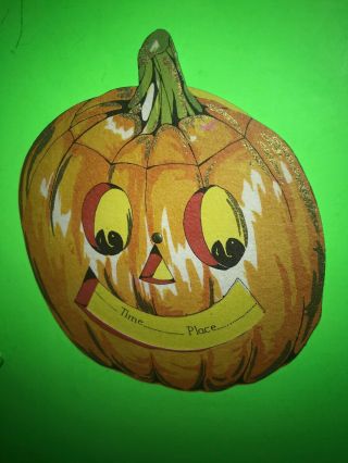 Pumpkin Vintage Halloween Invite Ultra Rare Hallmark Made In The USA Invitation 3