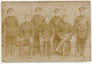 S191015 1900s Chinese Antique Photo Russian Army Officers & Soldiers W Military