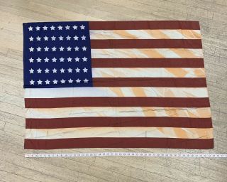 Antique Vintage 1900s Silk American Flag 48 Stars 48” By 32”