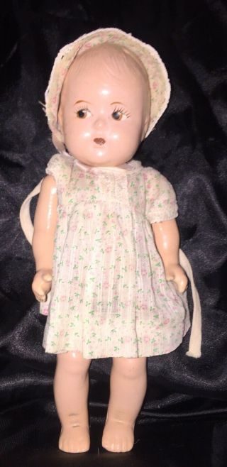 Vtg Madame Alexander Dionne Quintuplets Doll 1935 7.  5” Composition Toddler Tlc