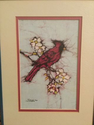 Vintage Bird Print Painting/drawing Custom Framed Signed