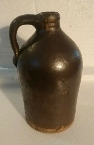 Antique Brown Salt - Glazed Stoneware Pottery Crock Jug 8 