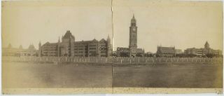 Rare 2 Part Panorama Of Bombay University & Rajabai Tower India C1880s