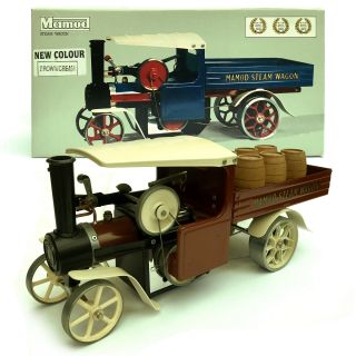 A Fine Vintage Brown Mamod Live Steam Wagon Sw1 Rare Color Boxed
