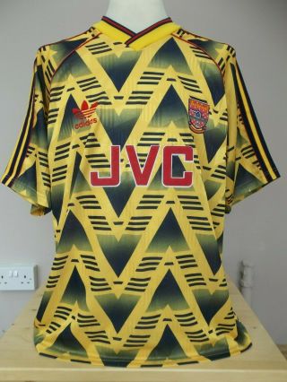 Rare Arsenal Adidas Bruised Banana Away Shirt 1991/93 Mens Large