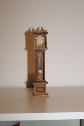 Vintage Doll House Miniature Furniture Wooden 6.  5 Inch Tall Grandfather Clock