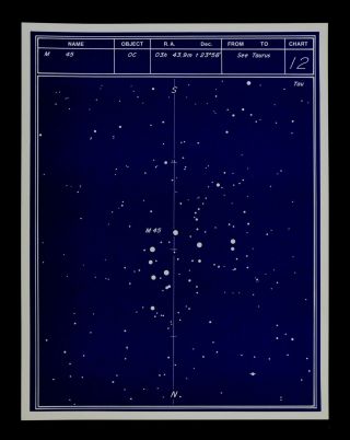 Astronomy Deep Sky Star Chart No 12 Constellations Taurus Sarna Sky Watching Map