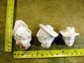 3 X Excavated Vintage Bisque Doll Head Hertwig &co Age 1890 German A.  11458