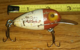Wooden Fishathon Bait Company Dizzy Diver Fishing Lure Red/white Color 2 " 3/8oz