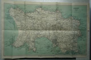 1922 Vintage Bartholomew Map Of Jersey - Channel Islands