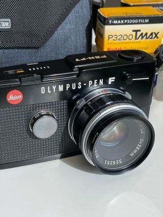 RARE BLK Olympus Pen FT 35mm SLR Film Camera With Zuiko 38mm & Helios 44 - 2 58mm 3