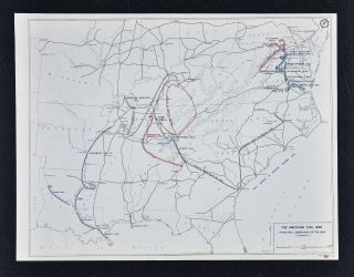 West Point Civil War Map Principal Campaigns Shiloh Atlanta Gettysburg Virginia