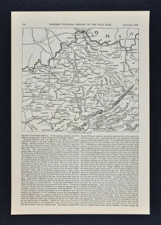 Harper Civil War Map - Kentucky Tennessee Cumberland Gap Knoxville Cincinnati