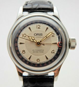 Very Rare Oris Automatic Watch S.  A.  7400 574 Pointer Date Big Crown [6606]