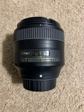Nikon Nikkor 85mm F/1.  8g Af - S Lens - Black/caps & Hood - Rarely