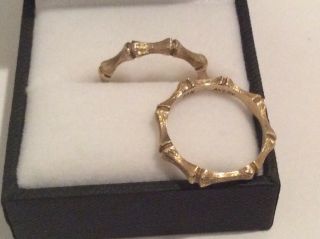 Rare James Avery Retired 14k Gold Bamboo Style Two Rings Size 6.  5