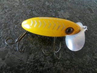 Vintage Fred Arbogast Topwater Jitterbug - Yellow & Silver 2 - 3 Inch