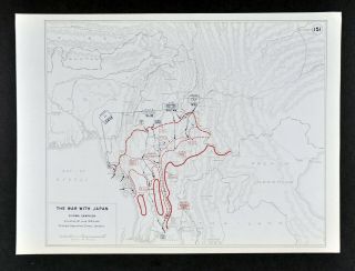 West Point Wwii Map War With Japan Burma Campaign Raugoon Mandalay Meiktila