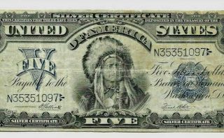 $5 " 1899 " (indian Chief) " Silver Certificate $5 (indian Chief) " Crispy " Rare $5