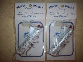 Striper Delight 3/4oz Silver Top Water,  Striper Plugs,  Popper Lures,  Vmc
