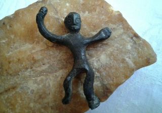 Rare Antique C.  Iron - To Viking - Age Bronze " Horse Rider " Anthropomorphic Idol