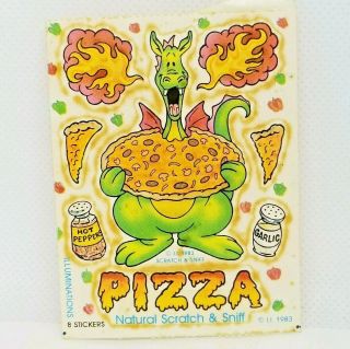 Rare Scratch & Sniff Sticker Pizza Dragon Illuminations 1983