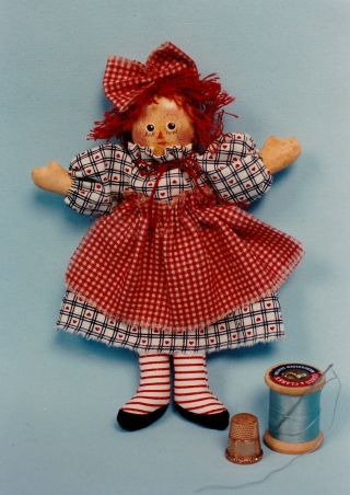 Raggedy Doll,  Little,  Tiny,  Small Antiqued,  Jeannie Brooks Designs,  Out Of Print