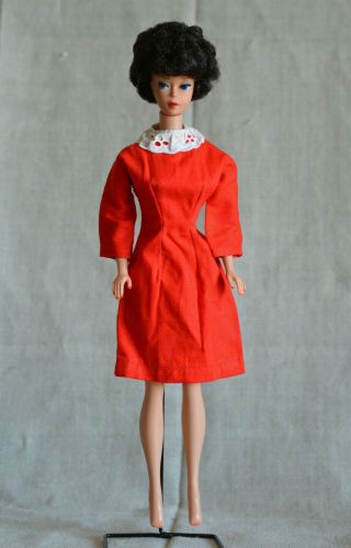 Vintage Barbie Handmade Red Dress Lace Collar 60s