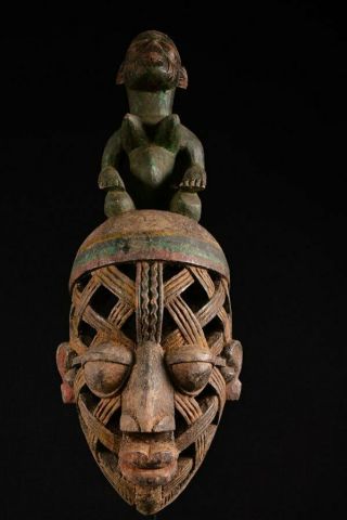 10220 Rare Gelede Tribe Yoruba Mask Old African Nigeria Wood Carved